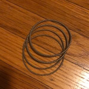 4 silver, braided bangles